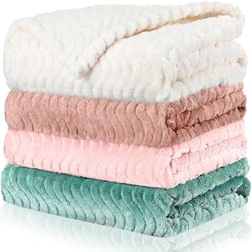 Frienda 4 Pcs Baby Fuzzy Blanket Fluffy Baby Blanket for Boys Girls Soft Warm Infant Newborn Toddler Receiving Nursery Bed Supplies, 32 x 24 Inch(Pastel Color)