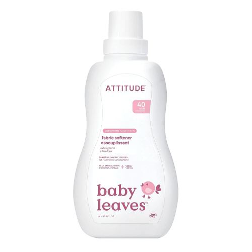 ATTITUDE Baby Fabric Softener, Plant and Mineral-Based Ingredients, HE Compatible, Vegan and Cruelty-free Laundry and Household Products, Unscented, 40 Loads, 33.8 Fl Oz