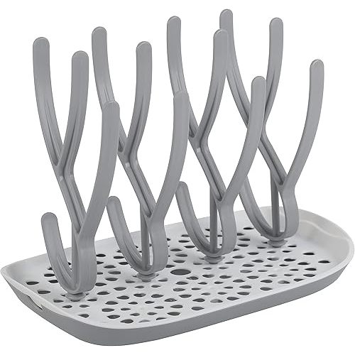 Baby Bottle Drying Rack Space Saving Countertop Baby Bottle Holder, Drying Rack for Baby Bottles Accessories - Stores Up to 12 Bottles, Dishwasher Safe (Gray)