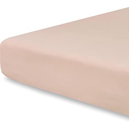 Pobibaby - Single Solid Premium Fitted Baby Crib Sheets for Standard Crib Mattress - Ultra-Soft Cotton Blend, Safe and Snug, and Stylish Solid Crib Sheet (Pink Beige)