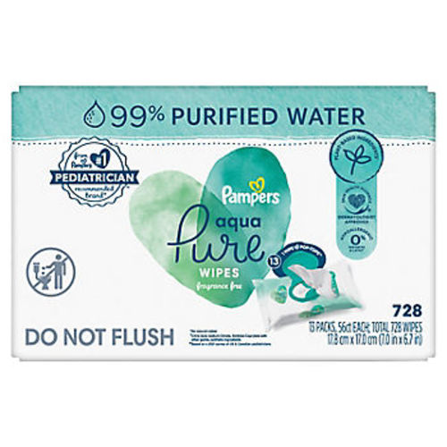 Pampers Aqua Pure Sensitive Baby Wipes with Pop-Top, 13 pk./728 ct.