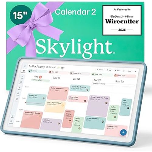 Skylight Calendar 2 - 15-inch Full HD Touchscreen Digital Calendar, Featured on Wirecutter - Wall Planner & Interactive Chore Chart, Smart Family Organizer, 16GB Storage, Wi-Fi, Wall Mount Included - Classic, Lagoon
