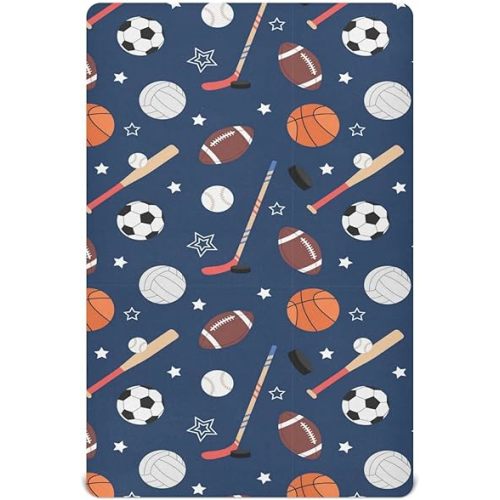 Baby Crib Sheet Team Sports Crib Mattress for Boys and Girls Playard Sheet Soft Breathable Fitted Baby Mattress Cover 52x28in