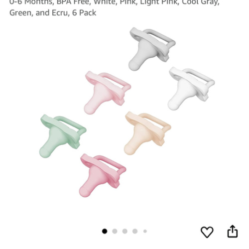 Dr. Brown's HappyPaci 100% Silicone, Newborn Baby Pacifiers 0-6 Months, BPA Free, White, Pink, Light Pink, Cool Gray, Green, and Ecru, 6 Pack