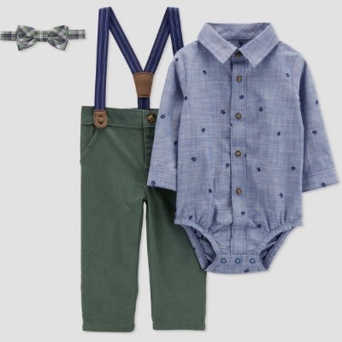 Carter's Just One You® Baby Boys' Chambray Mini Man Shirt & Bottom Set - Blue/Green, Size: 9M
