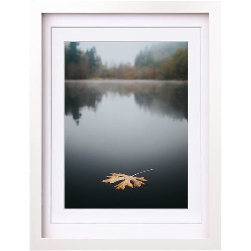Egofine 12x16 Picture Frame White Covered by Plexiglass Made of Solid Wood, Display Pictures 9x12 and 11x14 with Mat or 12x16 Without Mat for Table Top and Wall Mounting
