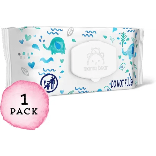Amazon Brand - Mama Bear 99% Water Baby Wipes, Hypoallergenic, Fragrance Free, 72 Count