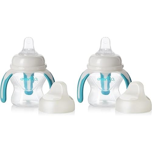 Evenflo Feeding Soft-flo Trainer Sippy Cup with Handle for Growing Baby and Toddler - Clear, 5 Ounce (Pack of 2)