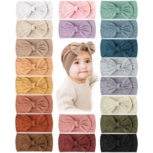 VOMARHUG 20PCS Baby Nylon Headbands Hairbands Hair Bow Elastics for Baby Girls Newborn Infant Toddlers Kids