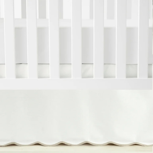 Scalloped Edge Baby Crib Skirt Single 28" W x 52" L + 16" Drop Neutral - Scalloped Crib Skirt - Gender Neutral Nursery Decor - White Crib Skirt