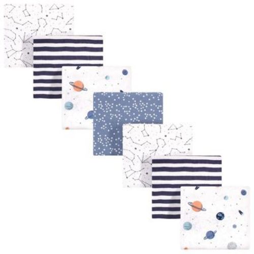Hudson Baby Infant Boy Cotton Flannel Receiving Blankets Bundle, Space, One Size