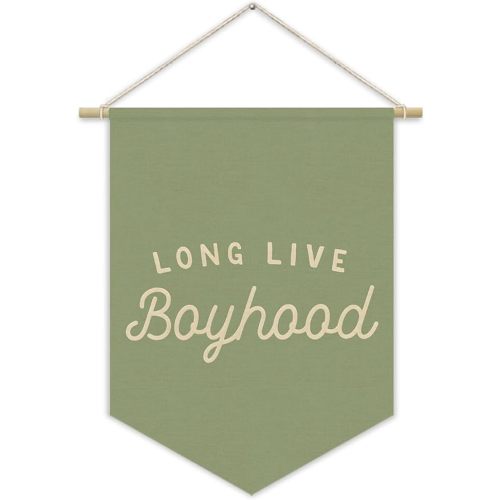 Long Live BoyHood Banner Sage Green Decor Boy Room Decor,Nursery Playroom Wall Decor For Boys Bedroom Toddler Decorations Teen Boy Room Decor,Wall Hanging Pennant Flag Banner 15x11in - Saga green