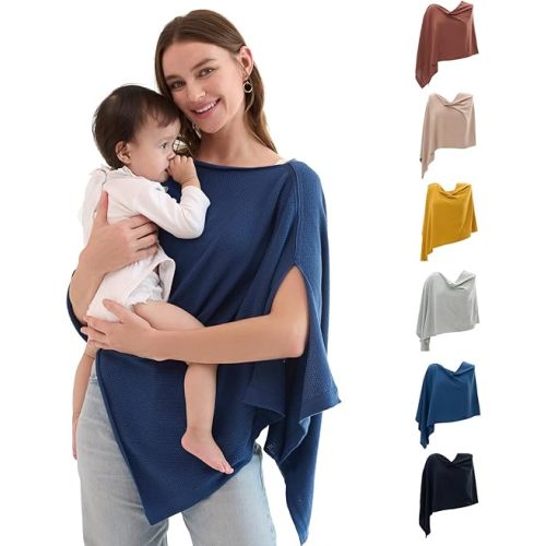 Momcozy Nursing Cover for Breastfeeding, Breathable Soft Privacy Poncho, Multi-Use Nursing Shawl, Portable Breast Feeding Covers for Women, Includes Laundry Bag