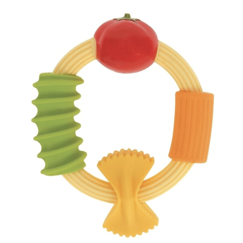 Nuby Pasta Ring Teether - Soft Silicone, Multi-Textured Surface, Easy Grip, Teething Relief for Babies 3+ Months