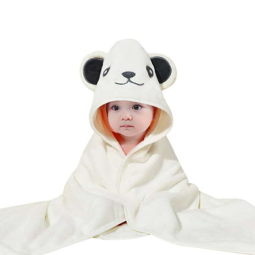 Zhuashum Baby Boys Girls Hooded Bath Towel Recieve Blanket Cartoon Bathrobe Coral Towel Shower Skin-Friendly Shower Towel Beige