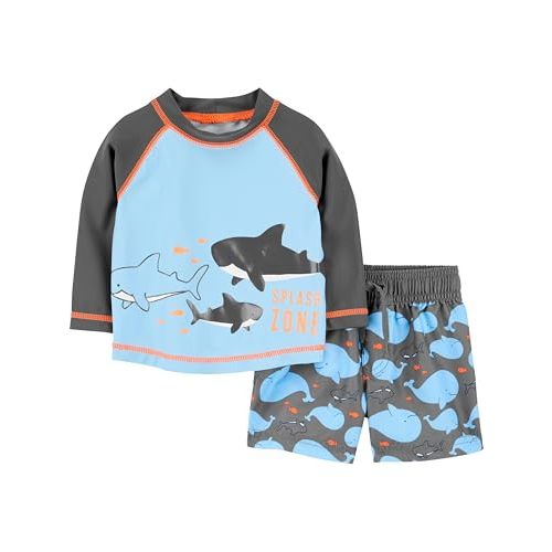 Simple Joys by Carter's Toddlers and Baby Boys' Swimsuit Trunk and Rashguard Set