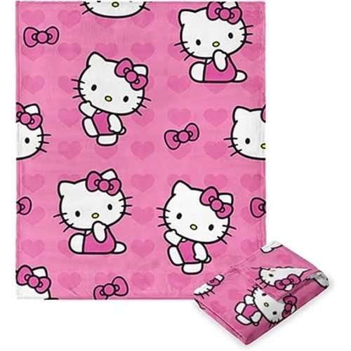 Northwest Hello Kitty Silk Touch Throw Blanket, Soft, Cozy, 50 x 70 Inches, I Love Pink Design