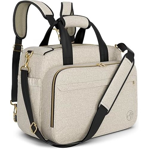 4 in 1 Convertible Diaper Bag Tote for Baby Boys and Girls - Converts into Diaper Backpack, Baby Tote Bag, Stroller Bag and Crossbody Diaper Bag - Beige Baby Travel Bag - Gift for Mom