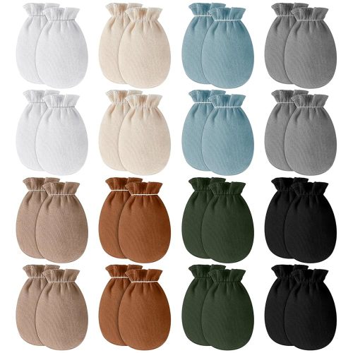 Cuffbow 16 Pairs Baby Mittens for Newborn Baby Boys Girls Infant Toddler Newborn Mittens No Scratch Gloves for Babies 0-6 Months