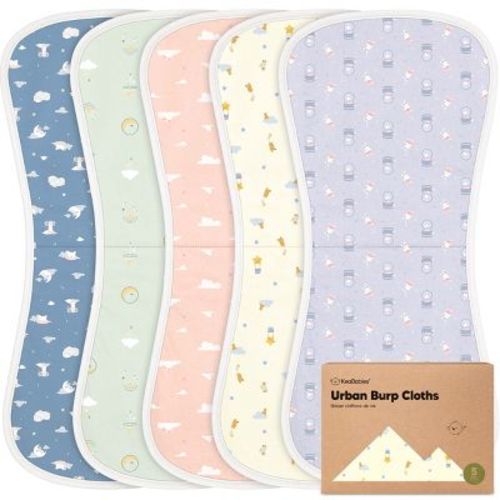 KeaBabies 5pk Urban Baby Burp Cloths, Organic Burping Cloth for Babies, Burp Rags for Baby Girls, Boys (Sweet Charm)