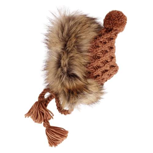 Fur Trimmed Bonnet, Pecan