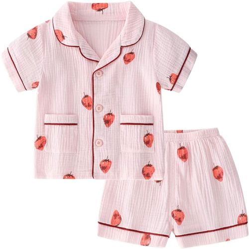 Button Up Pajamas Summer Pjs for Girls 18 Months