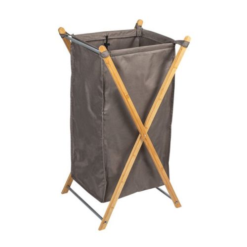 X-Frame Bamboo Hamper, Washable grey Liner and Bamboo Frame, Eco-Friendly and Renewable, Folds for Storage, Simple and Chic