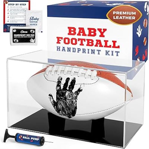 Circa Print Baby Football Handprint Kit, Ink Pad for Baby Hand and Footprints - Unique Baby Keepsake for Dads, Baby Shower Present for New Moms, Newborn Gifts