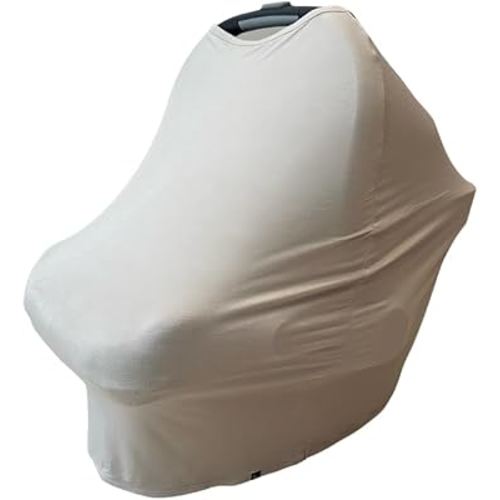 Baby Car Seat Cover Nursing Cover Soft Stretchy Breathable Rayon from Bamboo Breastfeeding Canopy (Oat)