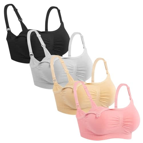iloveSIA 4Pack Nursing Bra for Breastfeeding Maternity Bra for Pregnancy Seamless Wireless Fit Bra Regular & Plus Size M-4XL