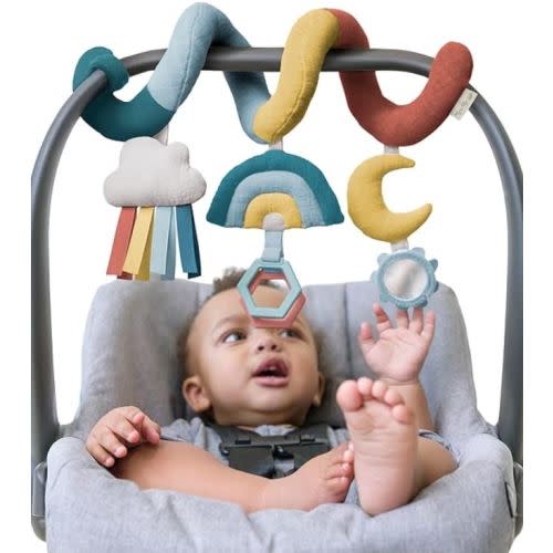 Amazon.com : Itzy Ritzy Spiral Car Seat & Stroller Activity Toy - Stroller & Car Seat Toys for Ages 0 Months and Up - Hanging Toys Include Clinking Rings, Mirror and Textured Ribbons (Rainbow) : Toys & Games