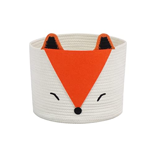 Orange Fox Storage Basket - Medium, Multipurpose for Baby Diapers, Laundry, Kids Room, Dog/Cat Toys - Ideal for Woodland Nursery Decor & Organizing