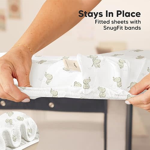 2-Pack Mini Crib Sheets Fitted - 38x26 Pack N Play Sheets for Pack and Play Mattress, Organic Cotton, Soft & Breathable Playard Bedding, Neutral Mini Toddler Bed Cover for Boys, Girls (ABC Land)