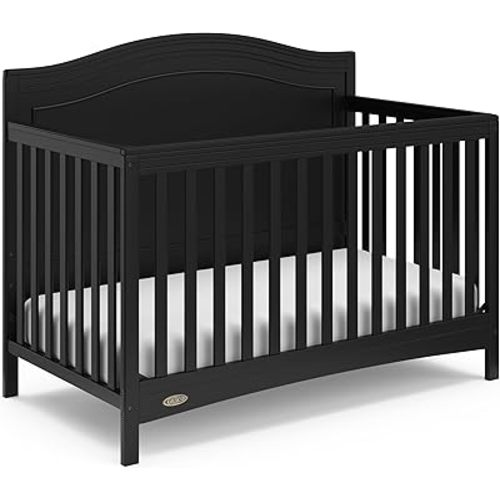 Graco Paris 4-in-1 Convertible Crib (Black) – GREENGUARD Gold Certified, Converts to Toddler Bed, Daybed and Full-Size Bed, Fits Standard Full-Size Crib Mattress, Adjustable Mattress Support Base