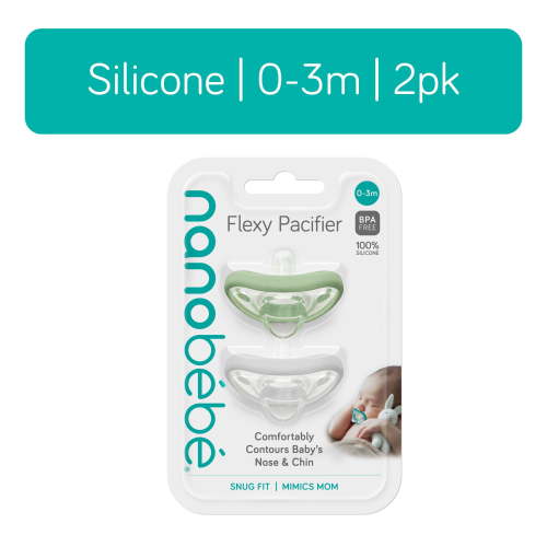 Nanobebe Flexy Newborn Pacifier, Newborn 0-3m | Sage & White | 2 Pack - Walmart Exclusive