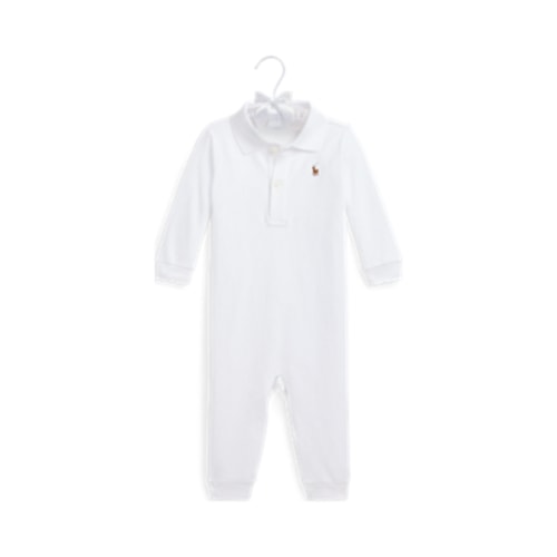 Ralph Lauren Organic Cotton Polo Coverall, White, 6M