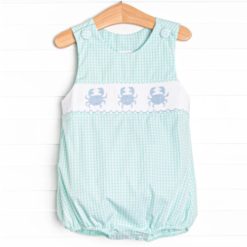 Shoreline Shuffle Smocked Boy Bubble, Mint – Stitchy Fish