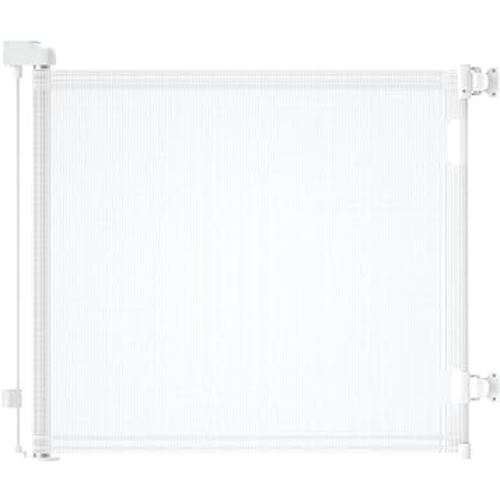 dearlomum Retractable Baby Gate,Mesh Baby Gate or Mesh Dog Gate,33" Tall,Extends up to 55" Wide,Child Safety Gate for Doorways, Stairs, Hallways, Indoor/Outdoor（White,33"x55")