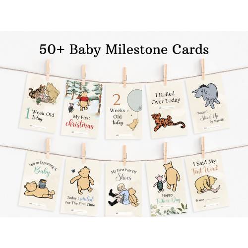 Classic Winnie the Pooh Milestone Cards, Printable Baby Milestones, Unisex Pooh Milestone Cards, Baby Photo Prop, Cute Baby Shower Gift
