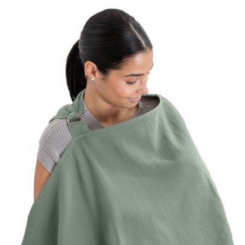 Muslin Nursing Cover For Baby Breastfeeding, Soft & Breathable Breastfeeding Cover For Mom By Comfy Cubs - Fern