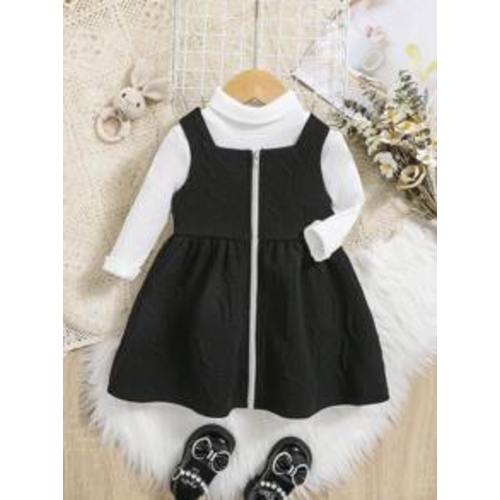 SHEIN Baby Girl Zip Up Overall Dress Without Tee