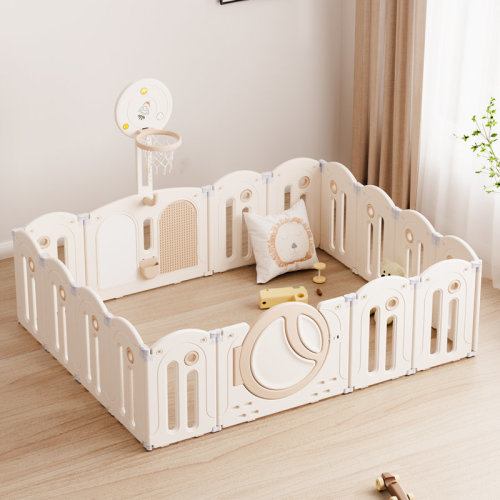 Benarita 79"L Large Baby Playpen With Basketball Hoop& Drawing Board & Reviews | Wayfair