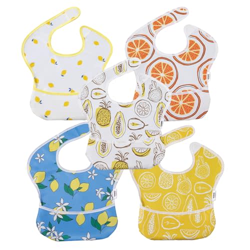 Soarwg Kids Baby Bibs, 5 Pack Waterproof Bibs for Unisex Boys Girls, Essential Must Have for Babies Eating, Feeding