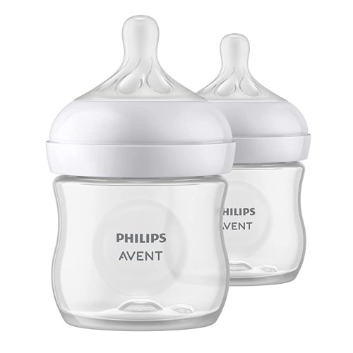 Philips AVENT Natural Baby Bottle with Natural Response Nipple, Clear, 4oz, 2pk, SCY900/02 - 2 Pack