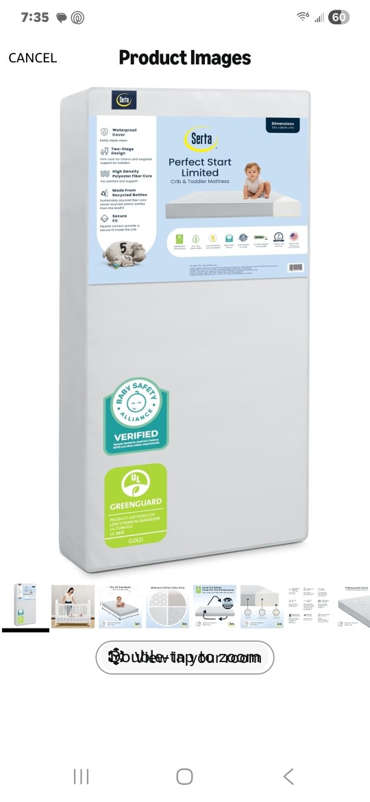Serta Perfect Start Limited Dual Sided Baby Crib Mattress and Toddler Mattress, Breathable Fiber Core, GREENGUARD Gold Certified, Waterproof, 7 Year Warranty, Made in USA