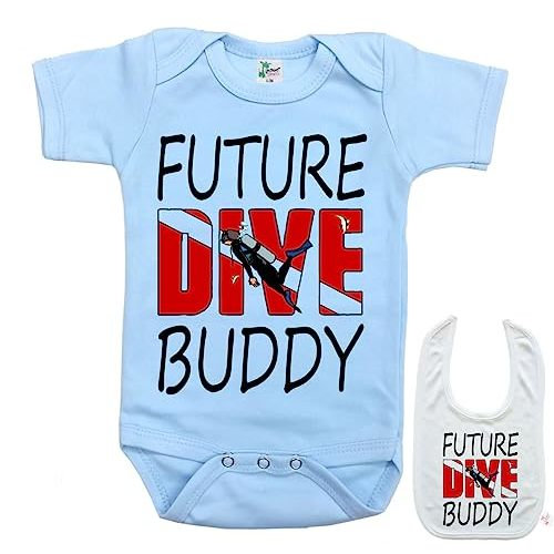 Future dive buddy -Cute Diving & scuba theme Baby bodysuit onesie & bib set