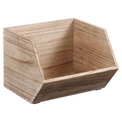 Stackable Wood Toy Storage Bin Natural - Pillowfort™, Size: Small