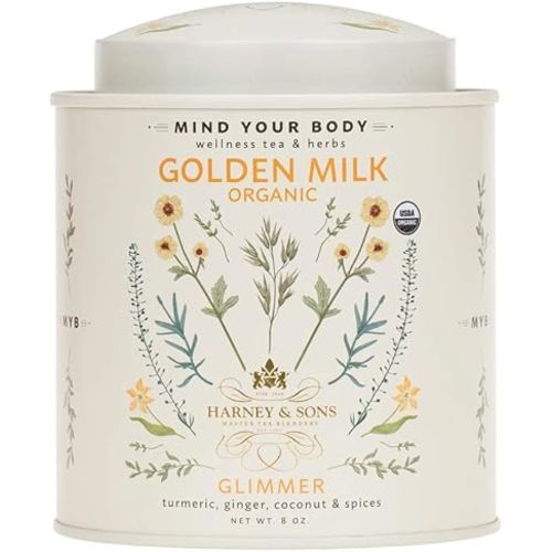 Harney & Sons Golden Milk Powder Tin, Turmeric Spice Blend, 8 oz