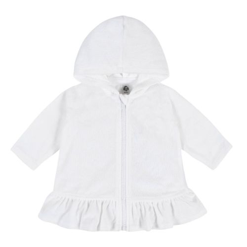 Gerber Baby and Toddler Girls' Swim Zipper Hoodie Terry Coverup, Color: White, Size: 3-6 months
