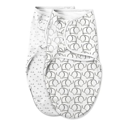 SwaddleMe Luxe Easy Change Swaddle, Ellie Elephant/Triangle Grey, Small/Medium (0-3 Months)